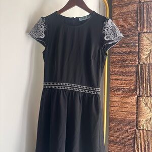 Dina Be Black Dress with White Embroidery